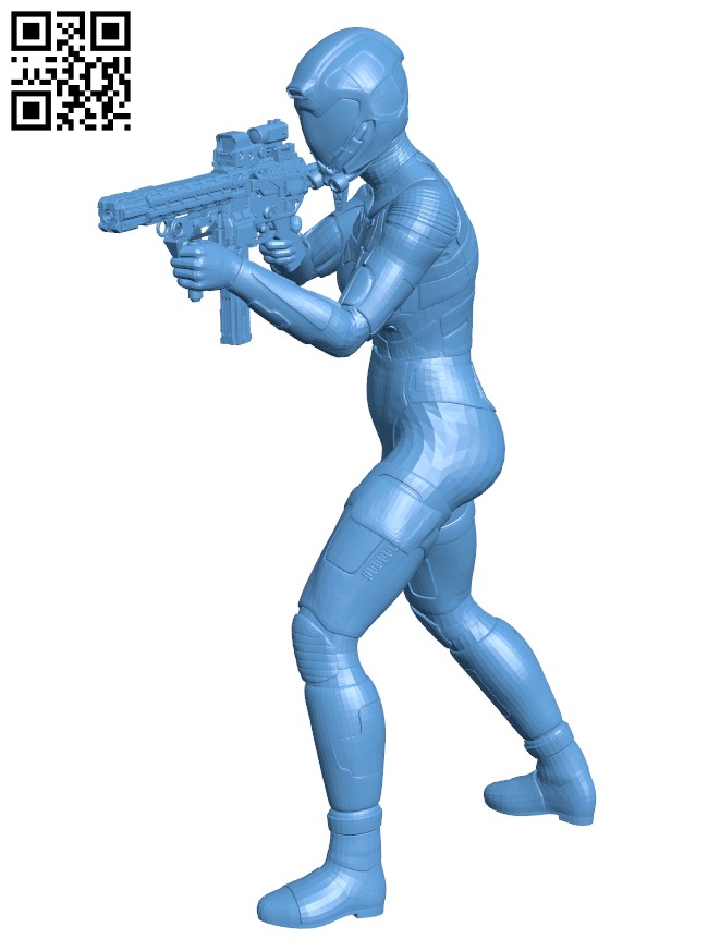 Female cyberpunk warrior H011634 file stl free download 3D Model for CNC and 3d printer