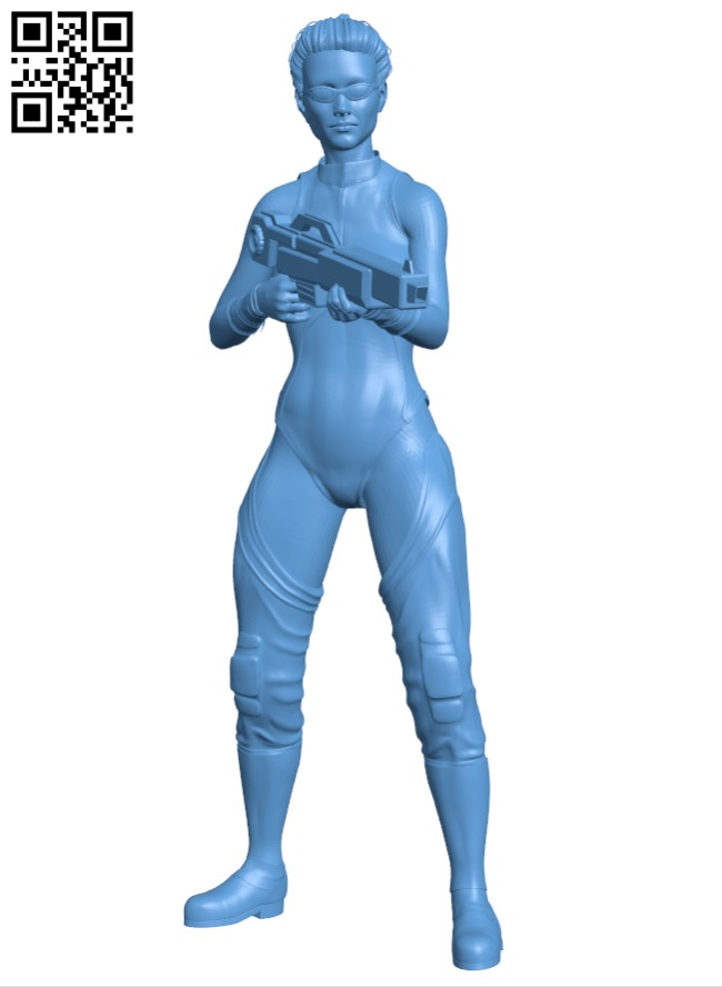 Female cyberpunk warrior H011635 file stl free download 3D Model for CNC and 3d printer