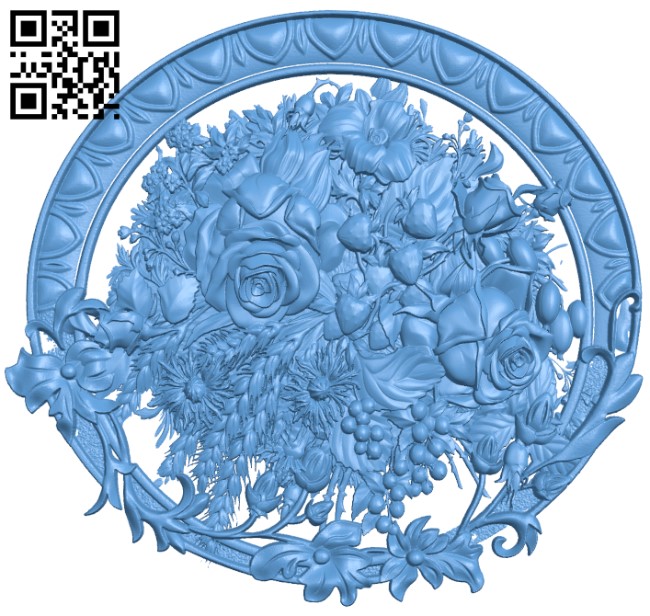 Flower painting T0003871 download free stl files 3d model for CNC wood carving