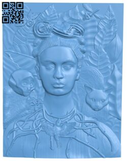 Frida Kahlo with thorn necklace T0003925 download free stl files 3d model for CNC wood carving
