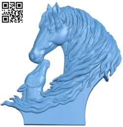 Horse with foal T0004086 download free stl files 3d model for CNC wood carving