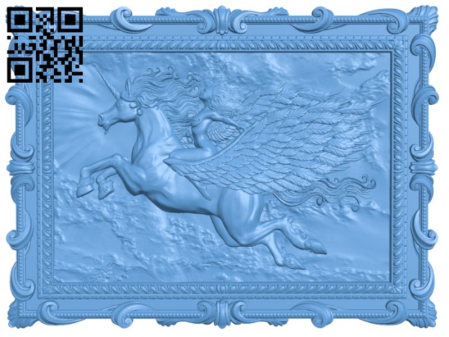 Painting of a unicorn and a girl T0003912 download free stl files 3d model for CNC wood carving