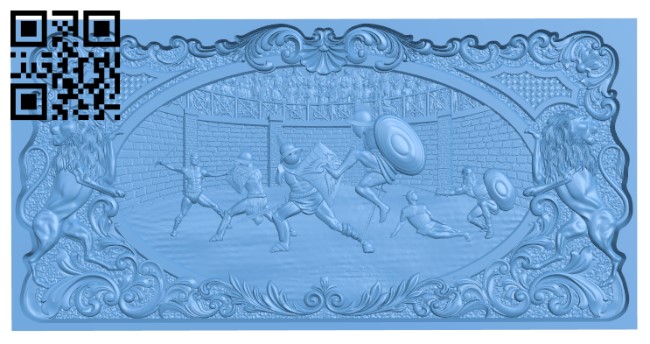 Painting of warriors in the arena T0004016 download free stl files 3d model for CNC wood carving