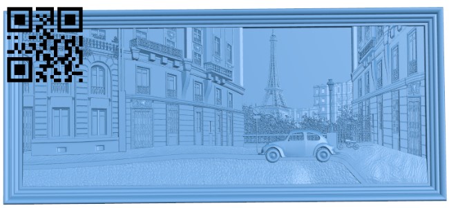 Paris street painting T0004022 download free stl files 3d model for CNC wood carving