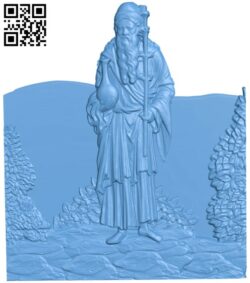 Picture of a wanderer with a vase T0004035 download free stl files 3d model for CNC wood carving