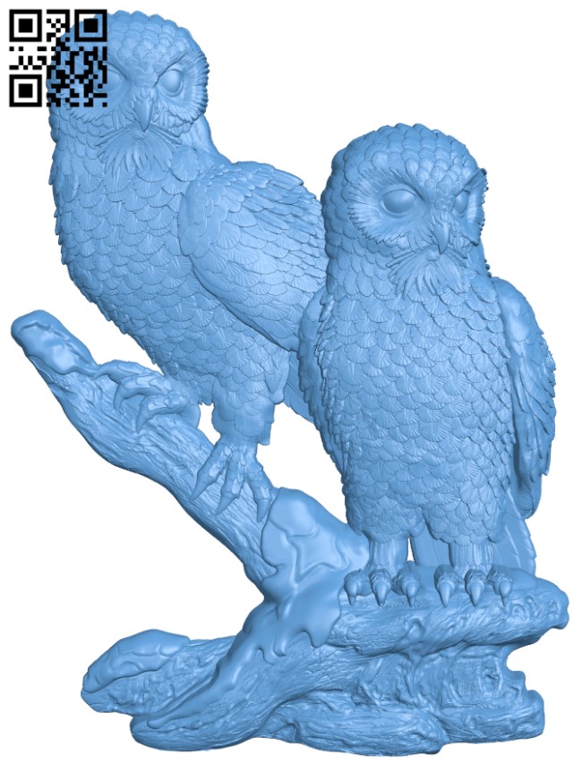 Picture of owls T0004115 download free stl files 3d model for CNC wood carving
