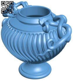 Vase with snake handles H011594 file stl free download 3D Model for CNC and 3d printer
