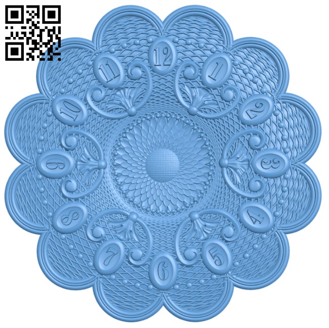 Wall clock pattern T0004019 download free stl files 3d model for CNC wood carving