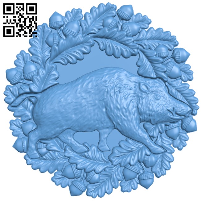 Boar painting T0004385 download free stl files 3d model for CNC wood carving