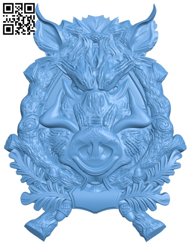 Boar pattern T0004663 download free stl files 3d model for CNC wood carving