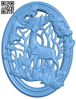 Deer painting T0004162 download free stl files 3d model for CNC wood carving