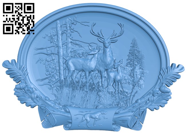 Deer painting T0004666 download free stl files 3d model for CNC wood carving