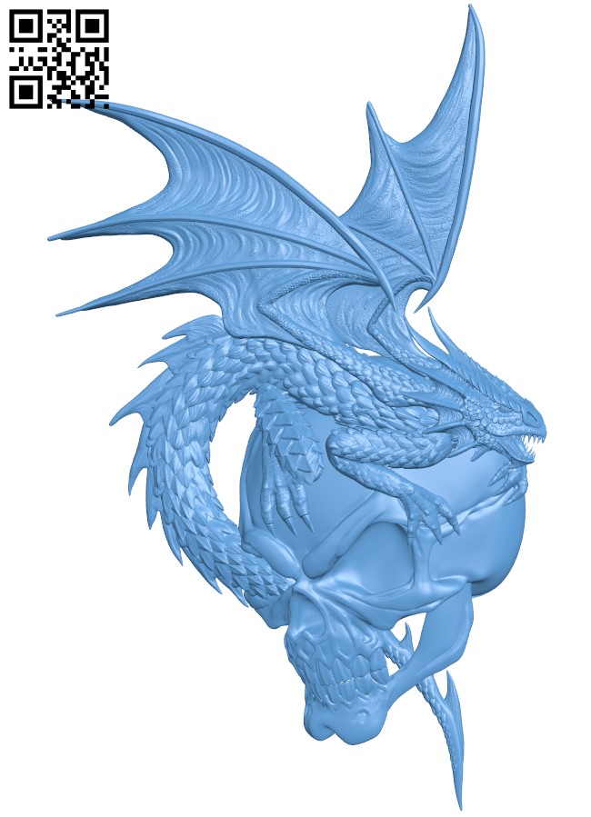 Dragon and skull T0004473 download free stl files 3d model for CNC wood carving