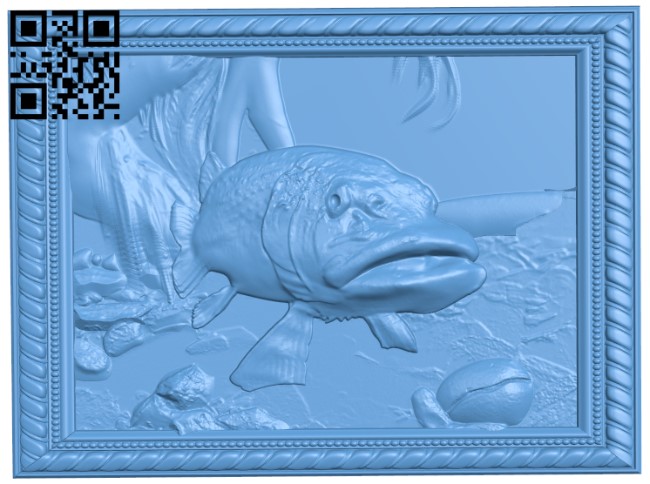 Fish painting T0004641 download free stl files 3d model for CNC wood carving
