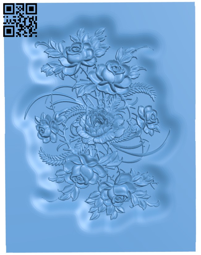 Flower painting T0004343 download free stl files 3d model for CNC wood carving
