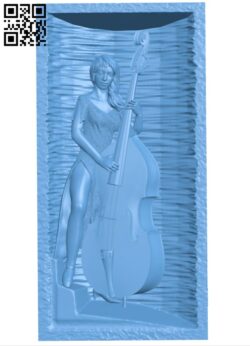 Girl with double bass T0004476 download free stl files 3d model for CNC wood carving