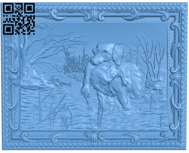 Hunting painting T0004642 download free stl files 3d model for CNC wood carving