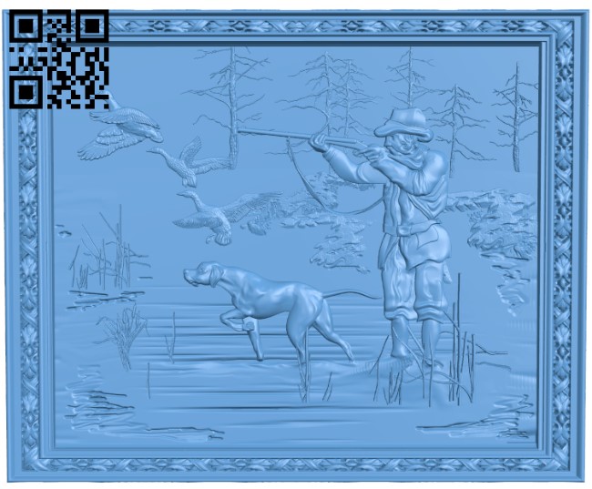Hunting painting T0004644 download free stl files 3d model for CNC wood carving