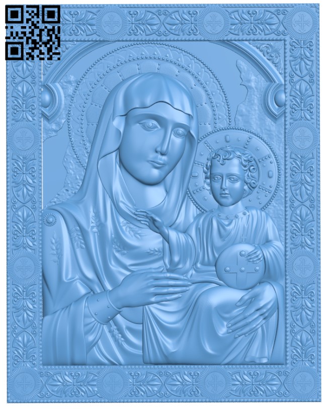 Icon of our lady of Jerusalem T0004200 download free stl files 3d model for CNC wood carving