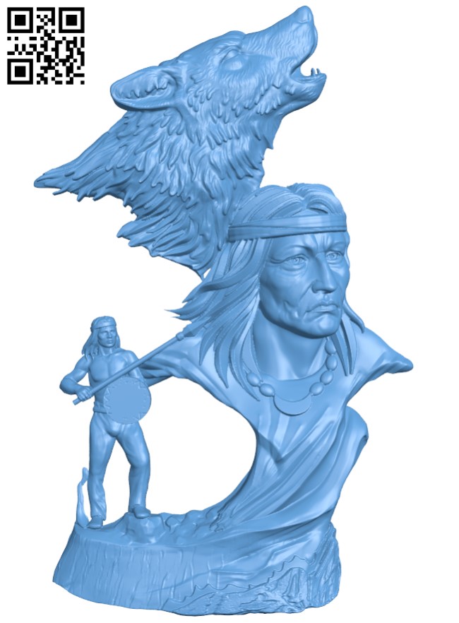 Indians and wolves T0004478 download free stl files 3d model for CNC wood carving