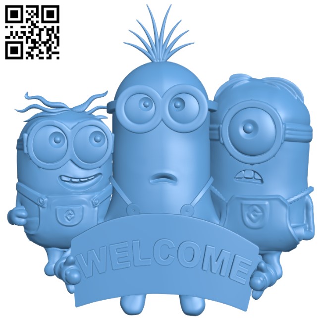 Minions - Welcome T0004709 download free stl files 3d model for CNC wood carving