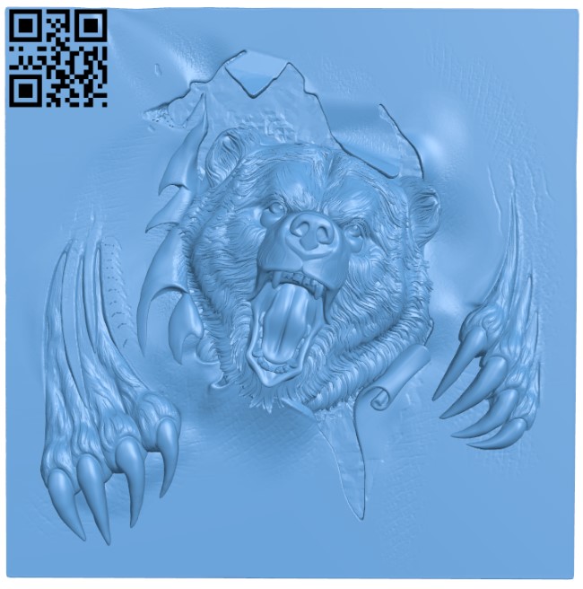 Painting of a bear with claws T0004435 download free stl files 3d model for CNC wood carving