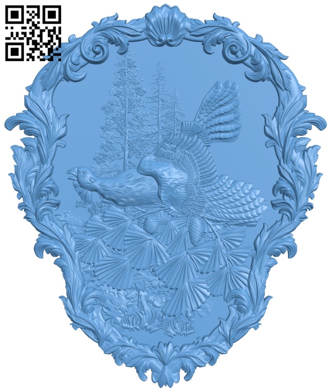 Painting of a grouse T0004647 download free stl files 3d model for CNC wood carving