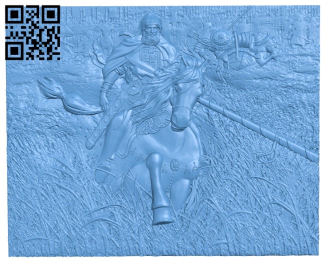 Painting of a warrior on horseback T0004511 download free stl files 3d model for CNC wood carving