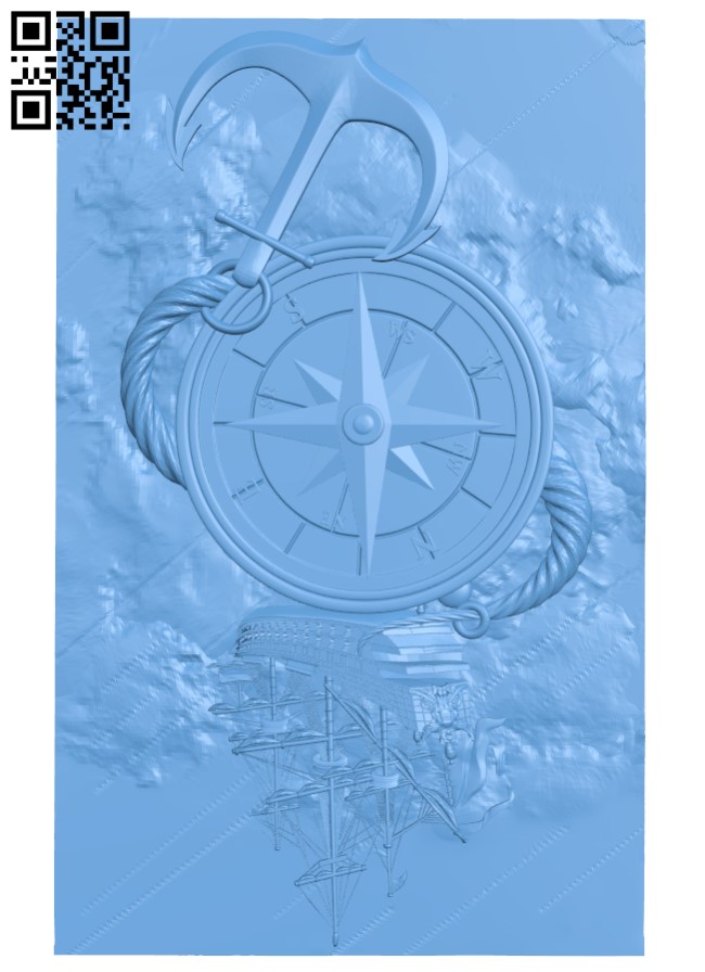 Picture of compass with ship on top T0004172 download free stl files 3d model for CNC wood carving