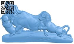 Picture of lions hunting T0004732 download free stl files 3d model for CNC wood carving