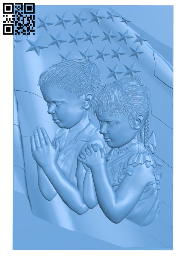 Picture of two American children praying T0004173 download free stl files 3d model for CNC wood carving