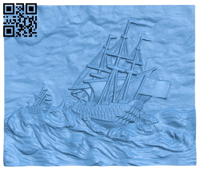 Sailboat painting T0004138 download free stl files 3d model for CNC wood carving