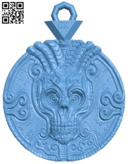 Skull medallion T0004660 download free stl files 3d model for CNC wood carving
