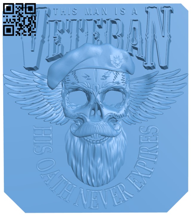 Skull veteran logo T0004698 download free stl files 3d model for CNC wood carving