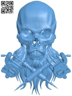 Skull with tattoo machines T0004733 download free stl files 3d model for CNC wood carving