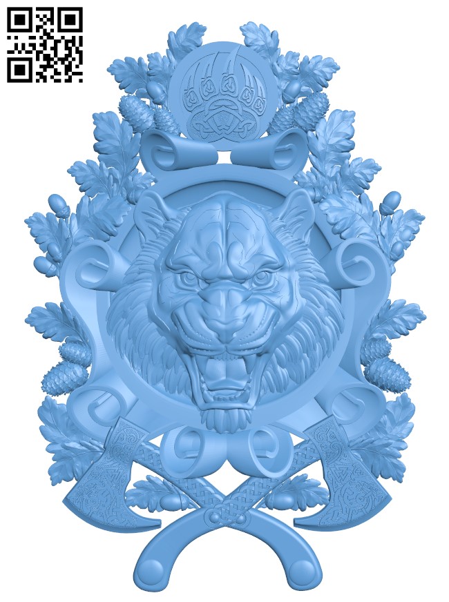 Tiger head pattern T0004293 download free stl files 3d model for CNC wood carving