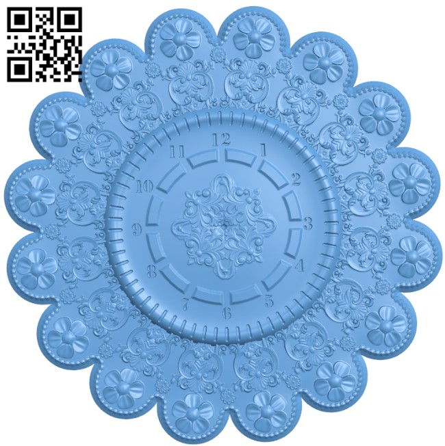Wall clock pattern T0004377 download free stl files 3d model for CNC wood carving