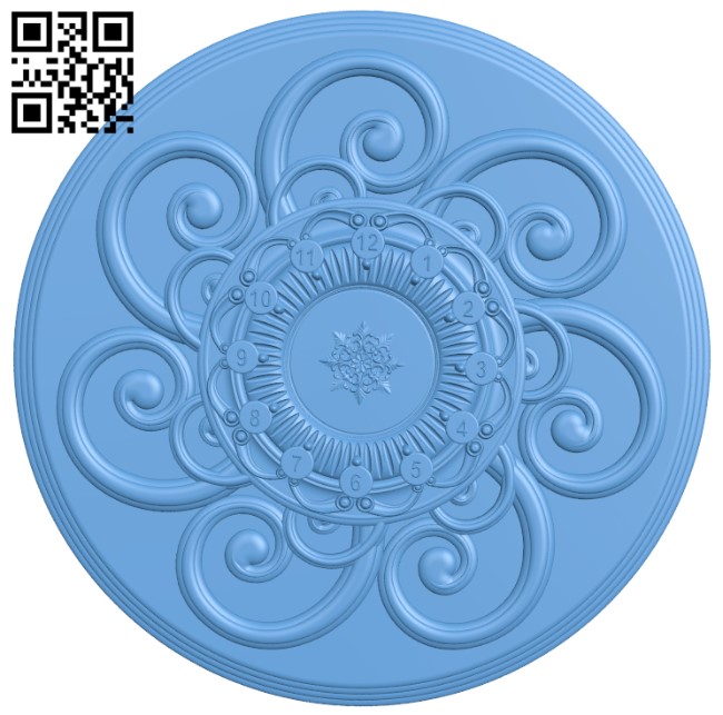 Wall clock pattern T0004380 download free stl files 3d model for CNC wood carving