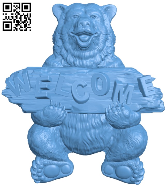Welcome bear T0004739 download free stl files 3d model for CNC wood carving