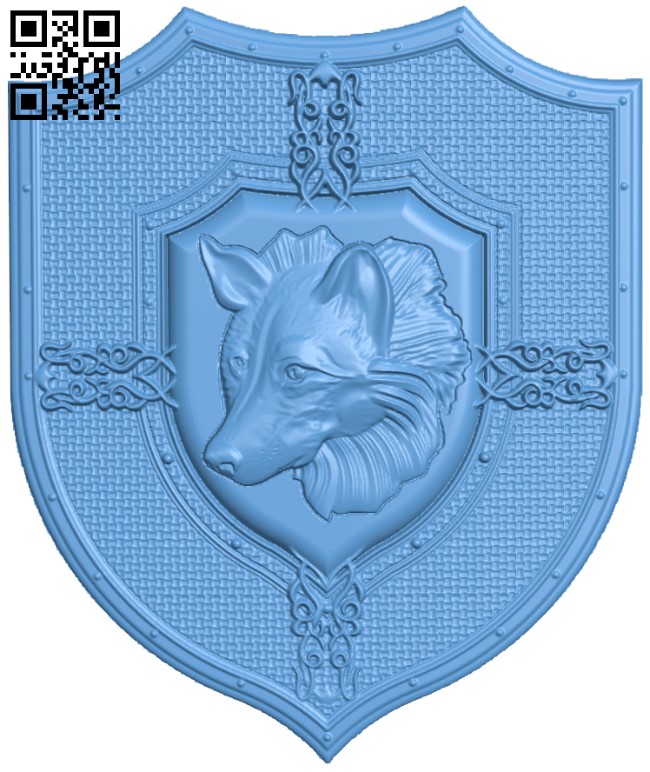 Wolf shield T0004700 download free stl files 3d model for CNC wood carving