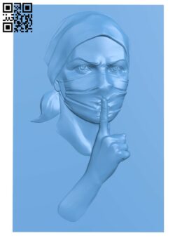 Woman saying shhh in the mask T0004219 download free stl files 3d model for CNC wood carving