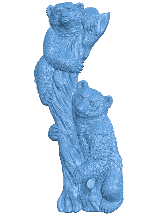 Bears on the trunk T0004986 download free stl files 3d model for CNC wood carving
