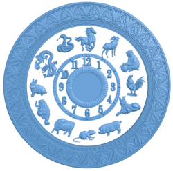 Chinese zodiac wall clock T0005024 download free stl files 3d model for CNC wood carving