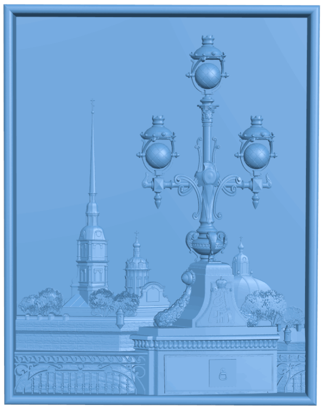 Classic lamp post painting T0004909 download free stl files 3d model for CNC wood carving