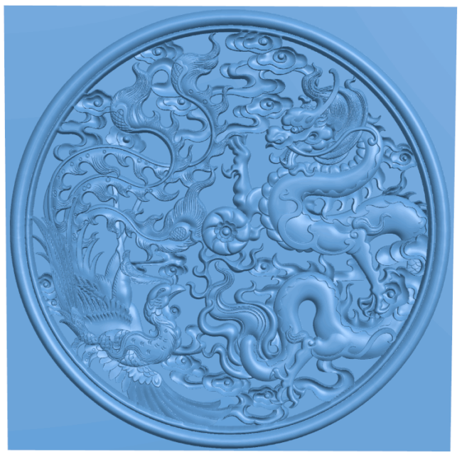 Dragon and phoenix T0005074 download free stl files 3d model for CNC wood carving