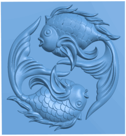 Goldfish painting T0004995 download free stl files 3d model for CNC wood carving