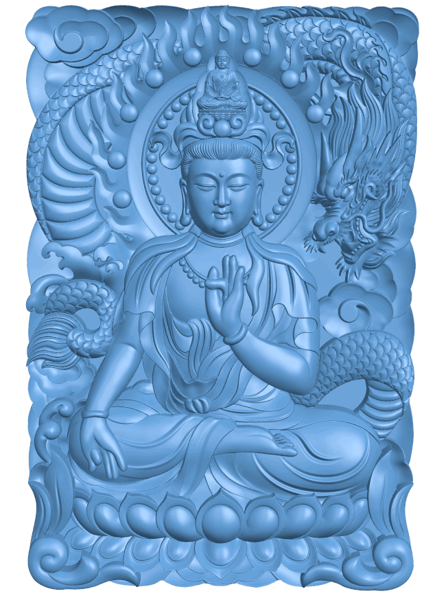 Guanyin and dragon T0005084 download free stl files 3d model for CNC wood carving
