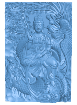 Guanyin with dragon and phoenix T0005089 download free stl files 3d model for CNC wood carving