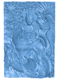 Guanyin with dragon and phoenix T0005089 download free stl files 3d model for CNC wood carving