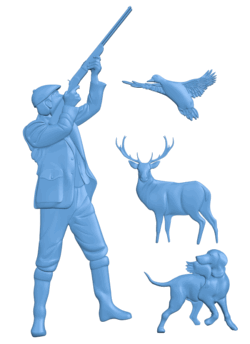 Hunting painting T0004997 download free stl files 3d model for CNC wood carving